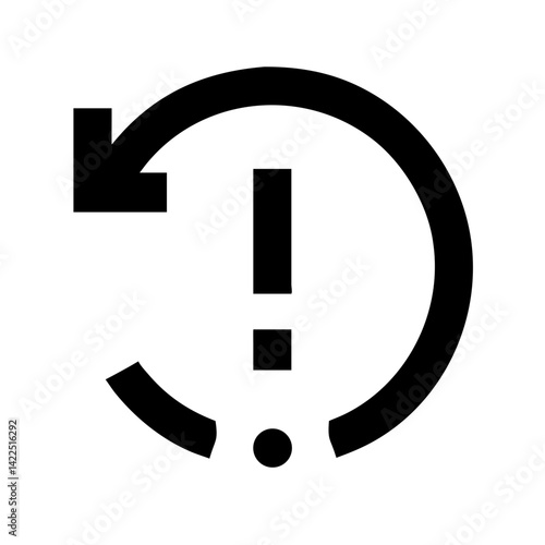rotate exclamation glyph flat vector icon