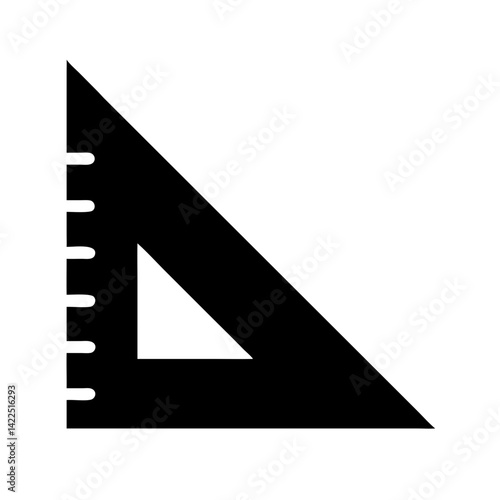ruler triangle glyph  flat vector icon