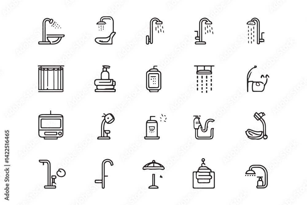Shower Icon Minimalist Line Art Design Shower Icon Minimalist Line Art Design