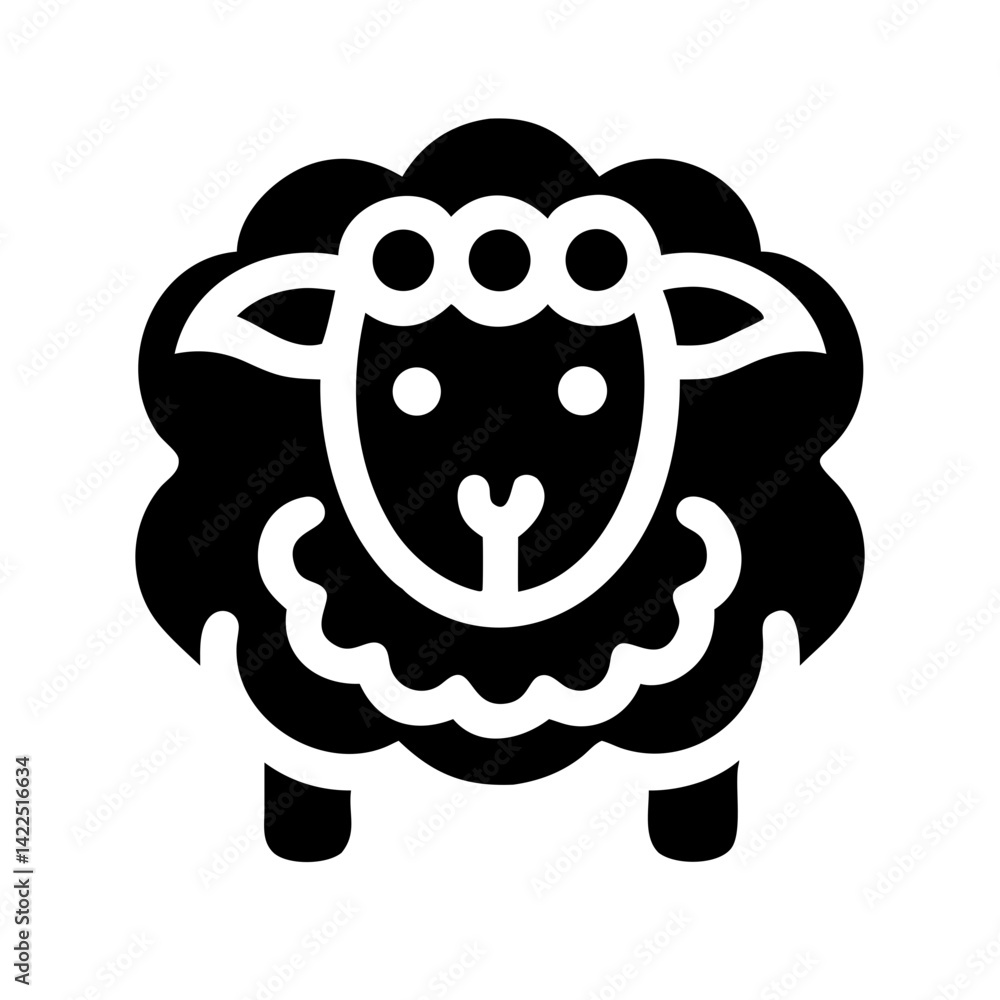 Fototapeta premium sheep glyph flat vector icon