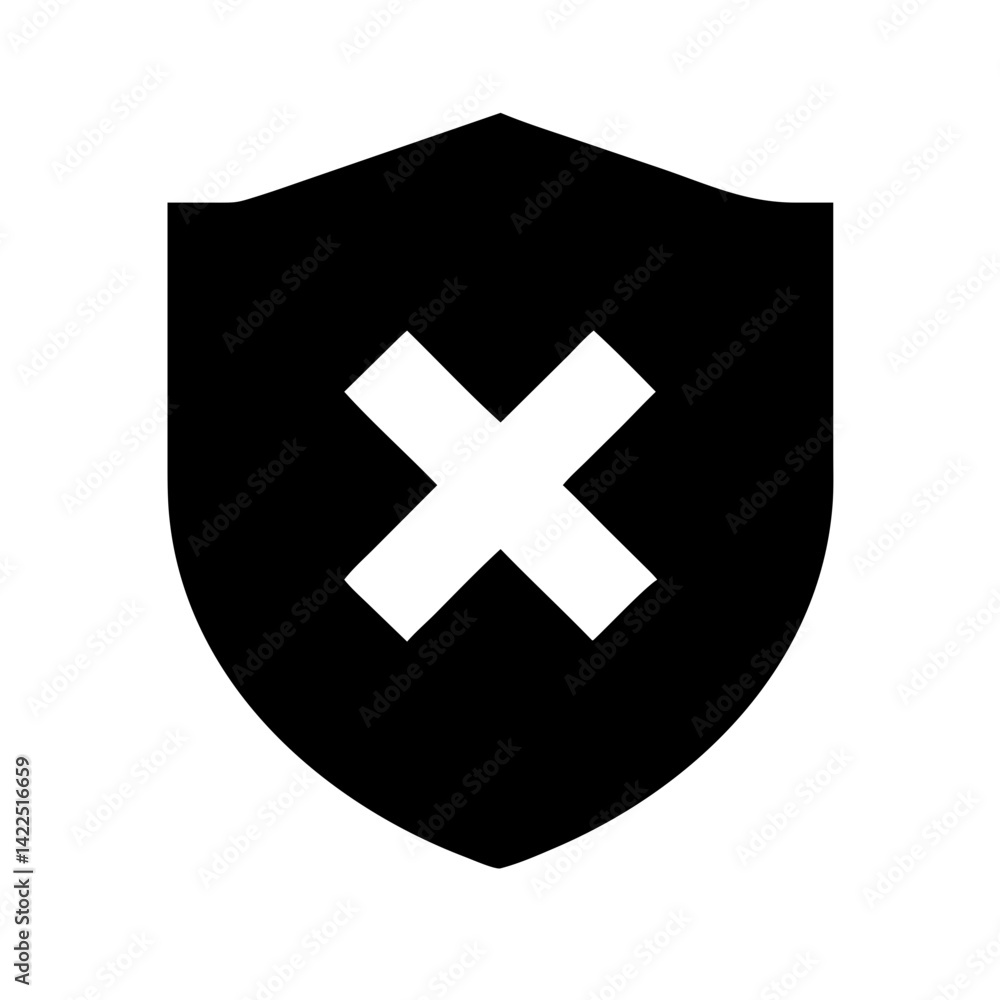 Obraz premium shield cross glyph flat vector icon