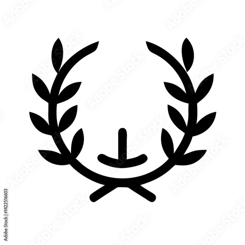 second laurel glyph flat vector icon