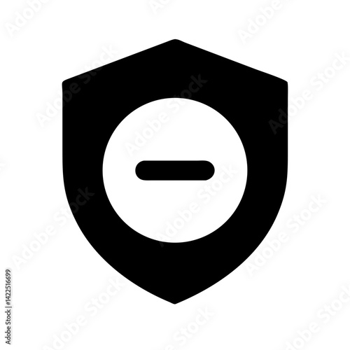 shield minus glyph flat vector icon