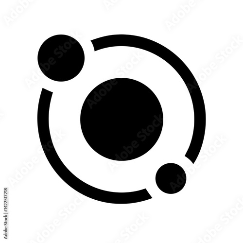 solar system glyph flat vector icon
