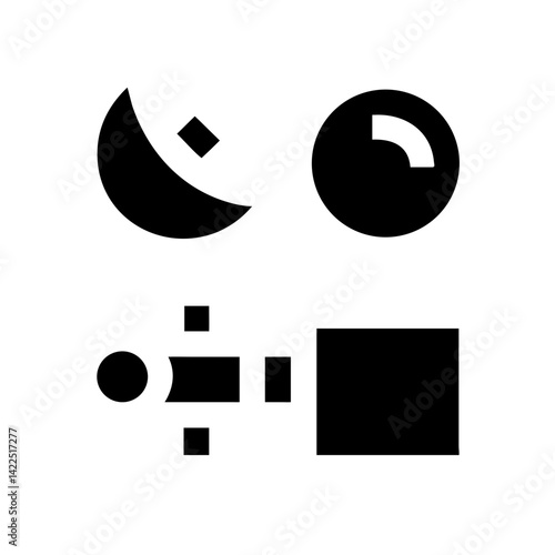 space station moon glyph  flat vector icon