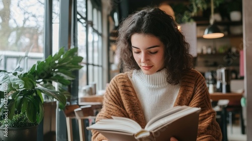 A student reading a philosophy book in a modern coffee shop --ar 16:9 --v 6.1 Job ID: d6fd484f-f1ef-461f-9730-e43afc8e84aa