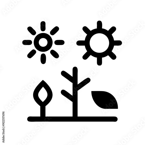 sun plant wilt glyph flat vector icon