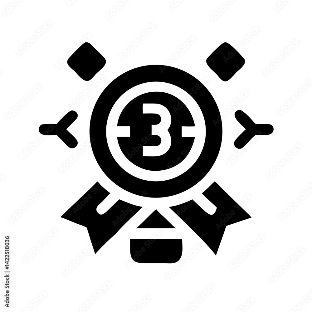 third award glyph flat vector icon third award glyph flat vector icon