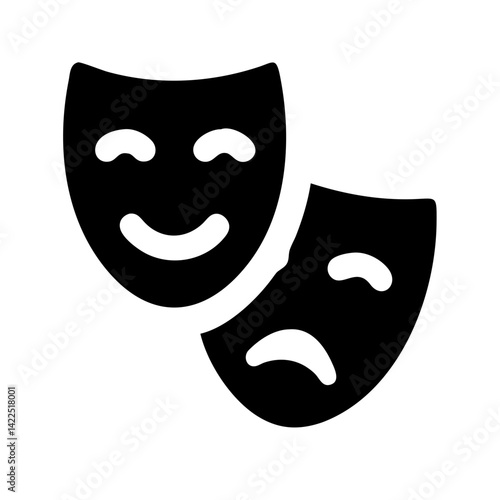 theater masks glyph flat vector icon