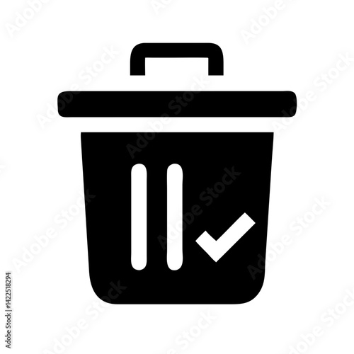 trash can check glyph flat vector icon