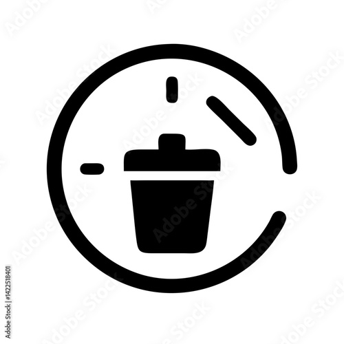 trash clock glyph flat vector icon
