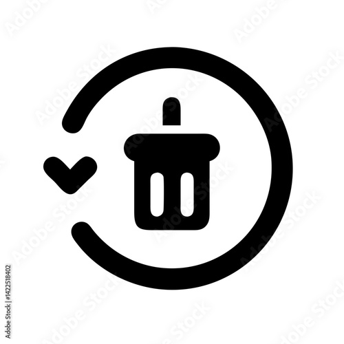 trash clock glyph flat vector icon
