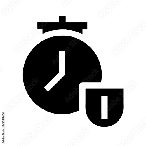 trash clock glyph flat vector icon