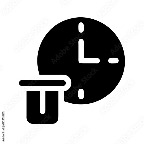 trash clock glyph flat vector icon