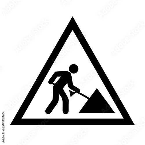 triangle person digging glyph flat vector icon