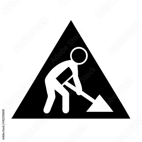 triangle person digging glyph flat vector icon