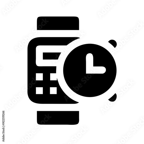 watch calculator glyph flat vector icon