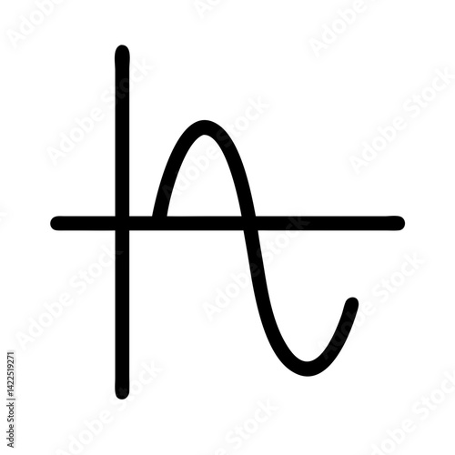 wave sine glyph flat vector icon