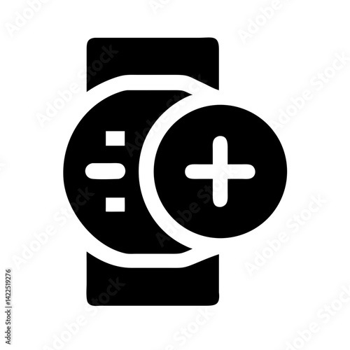 watch calculator glyph flat vector icon