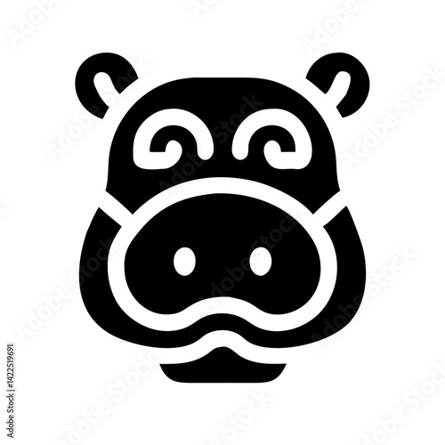 hippo glyph  flat vector icon