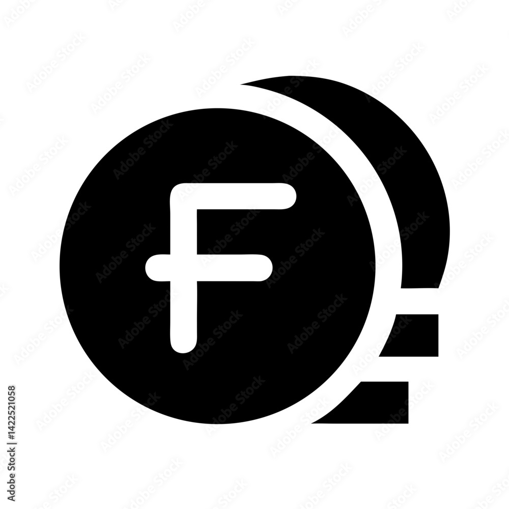 swiss franc currency glyph icon flat vector icon swiss franc currency glyph icon flat vector icon