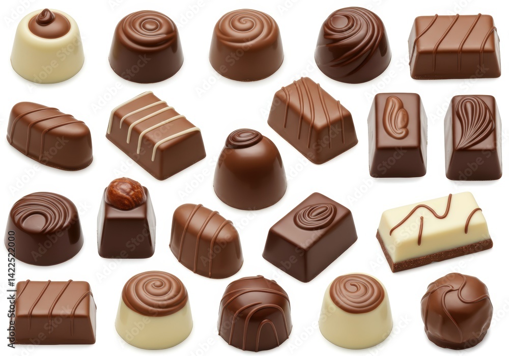 Assortment of chocolates isolated on a white Assortment of chocolates isolated on a white