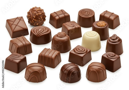 Assortment of chocolates isolated on a white