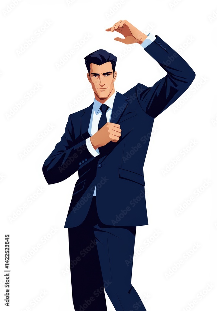 Stylized illustration of a Businessman posing over isolated on a white Stylized illustration of a Businessman posing over isolated on a white