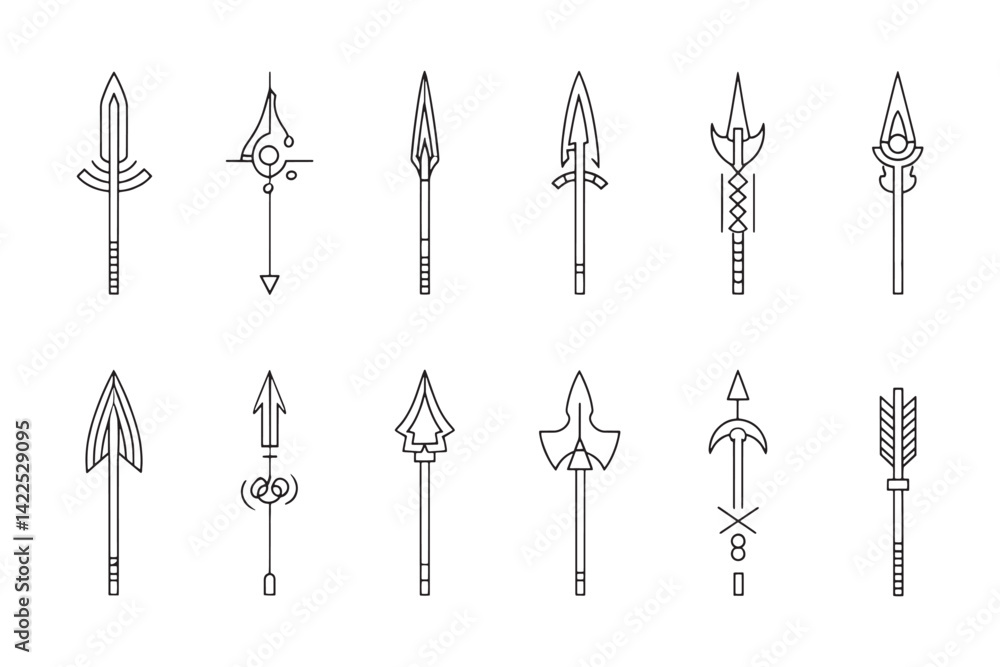 Spear simple 2D line art style Spear simple 2D line art style