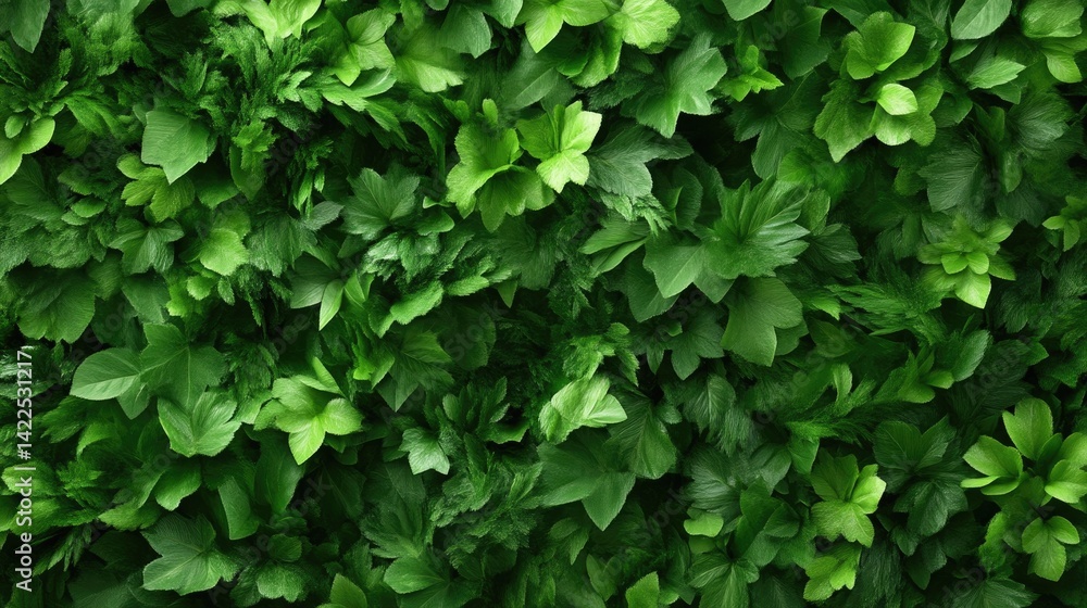 Obraz premium Lush green foliage wall texture