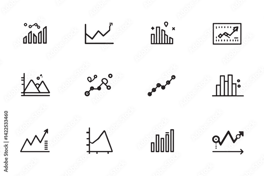 Obraz premium Stock chart icon minimalist line art