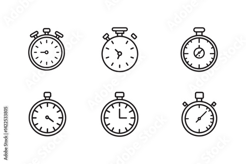 Stopwatch icon minimalist line art design