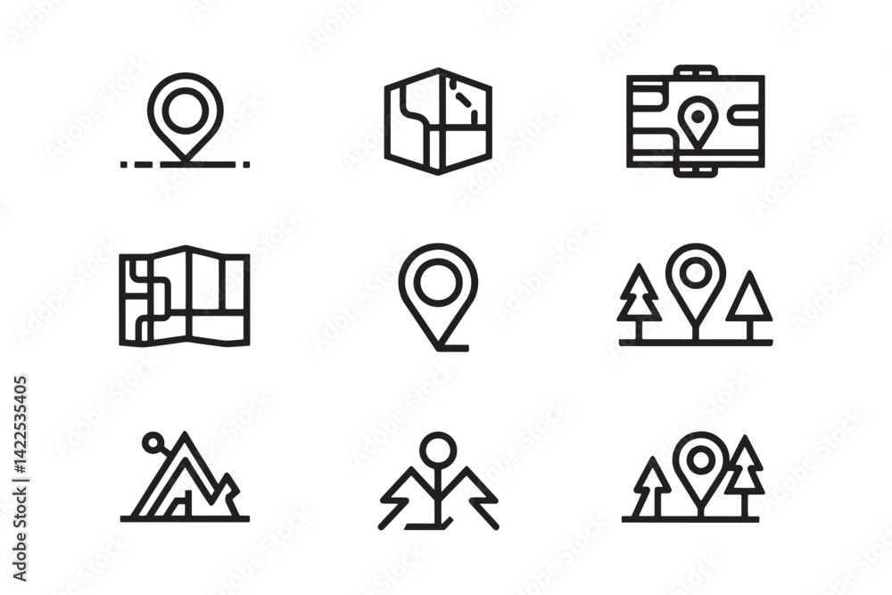 Street Map Icon Minimalist 2D Line Art Street Map Icon Minimalist 2D Line Art