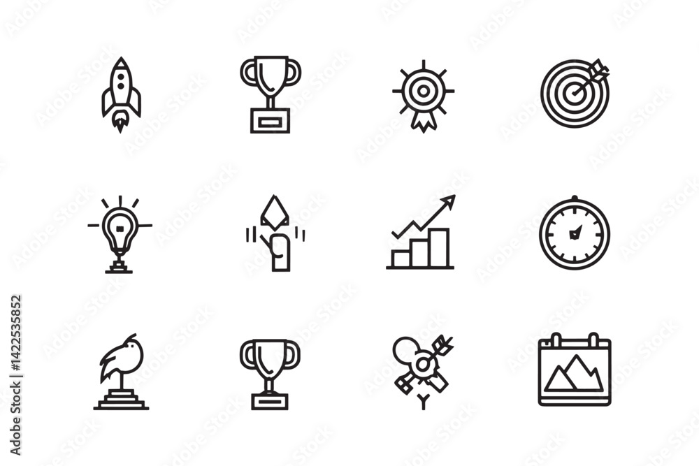 Fototapeta premium Success minimalist 2D line art vector