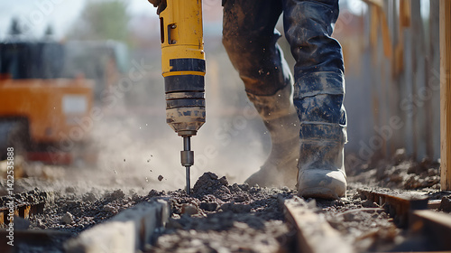 Construction Worker Using a Jackhammer