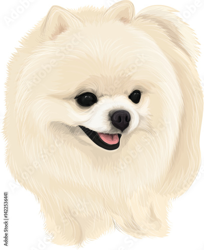 Vector art Dog illustration ,brush drawin,g cute pupp,y Pomeranian baby smiling