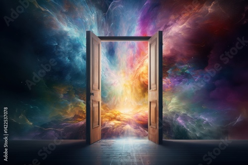 Vibrant Doorway to Fantasy Landscape