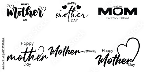 Elegant Mother's Day Lettering Collection – Handwritten Typography Designs for Greeting Cards


