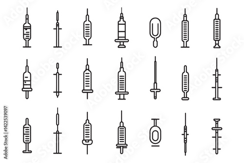 Syringe ultra minimalist 2D line art