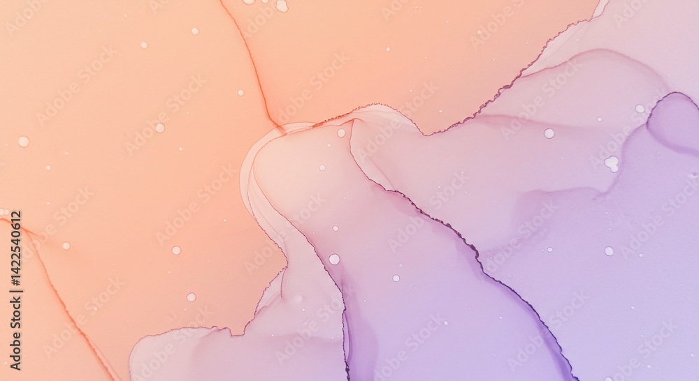 Fototapeta premium Abstract Alcohol Ink Painting Peach Lavender and Purple Swirls