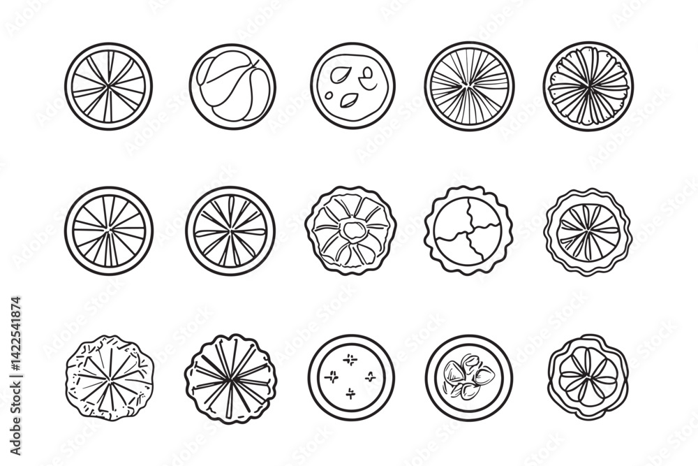 Tart 2D line art minimalist icons Tart 2D line art minimalist icons