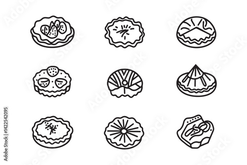 Tart ultra minimalist 2D line art icons