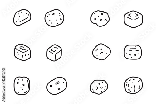 Tater Tots Simple 2D Line Art