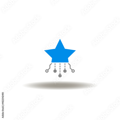 Obraz na płótnie Vector illustration of star and electronic circuit. Symbol of military computing technology. Icon of army electronic innovation tech. w salonie