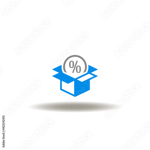 Obraz na płótnie Vector illustration of open box and percent sign. Symbol of import export tariffs. w salonie