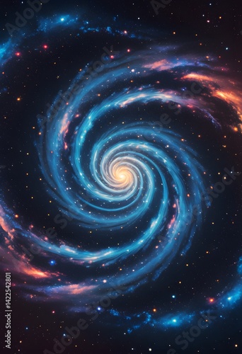 Spiral Galaxy with Nebulae and Stars