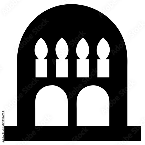 Synagogue Black Vector Icon for Jewish Heritage Projects, Religious Websites, and Hanukkah Holiday Materials on Transparent Background