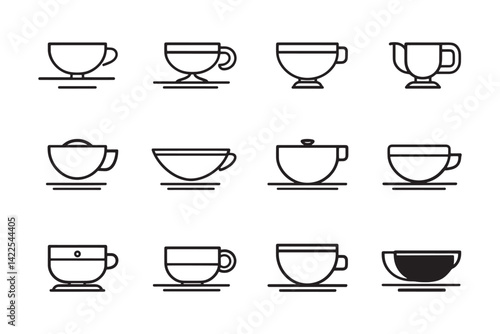 Wallpaper Mural Tea Cup Icon Modern Line Art Torontodigital.ca