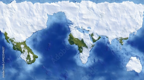 Global ice age simulation of Earth's geography.