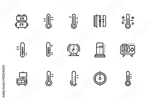 Thermostat icon ultra minimalist 2D line